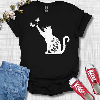 Cat with Butterfly T-Shirt