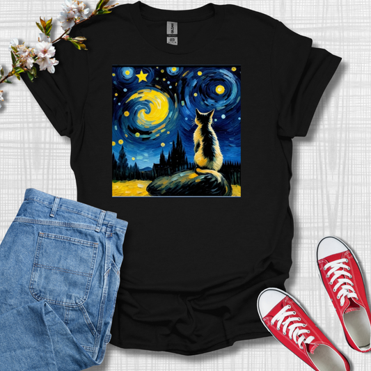 Cat Van Gogh Graphic T-Shirt