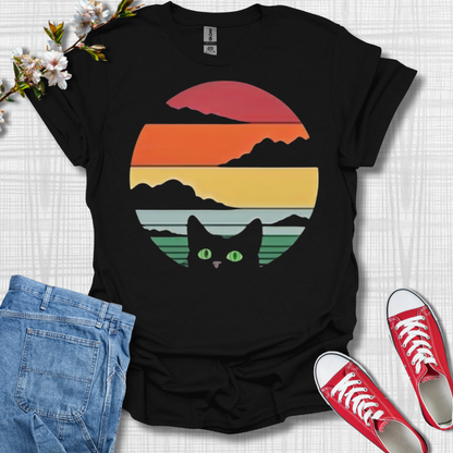 Cat Peaking Sunset T-Shirt