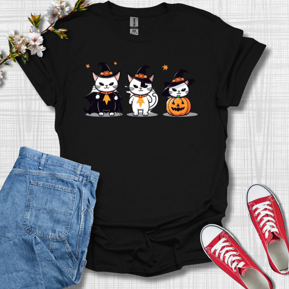 Cute Witch Cats Graphic T-Shirt