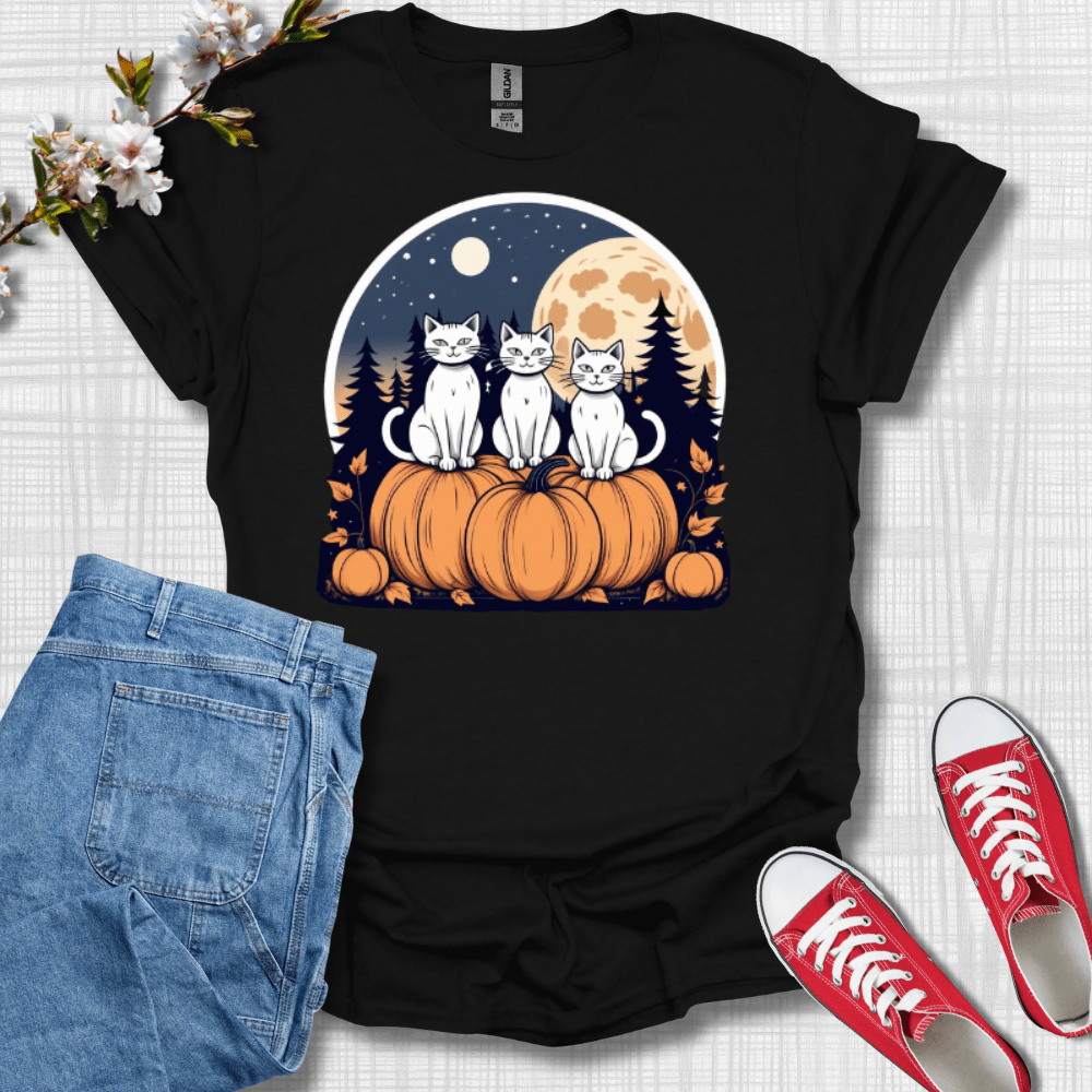 White Cats on Pumpkins