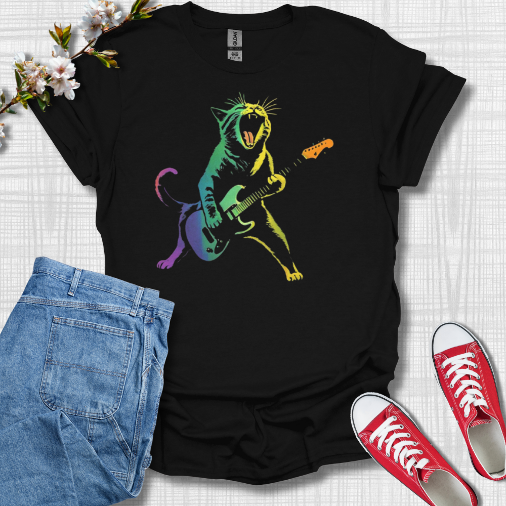 Cat Guitar Graphic T-Shirt