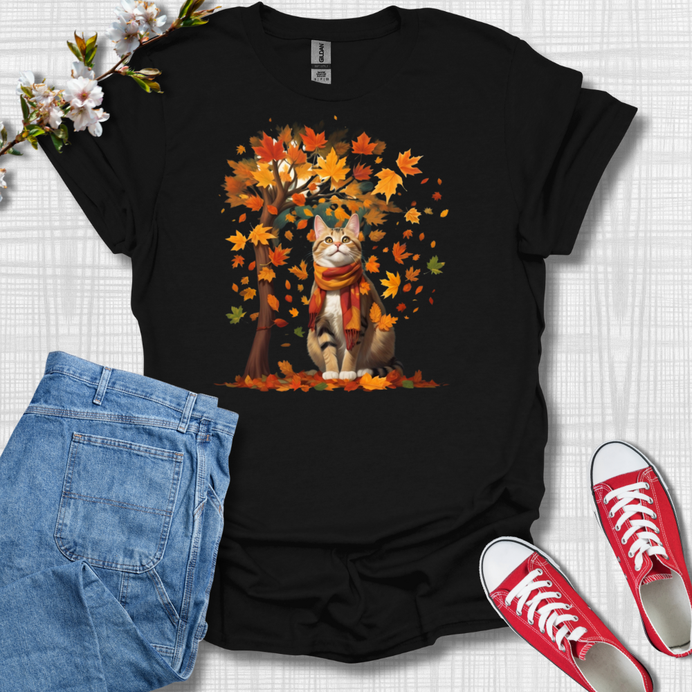 Fall Leaves Cat T-Shirt