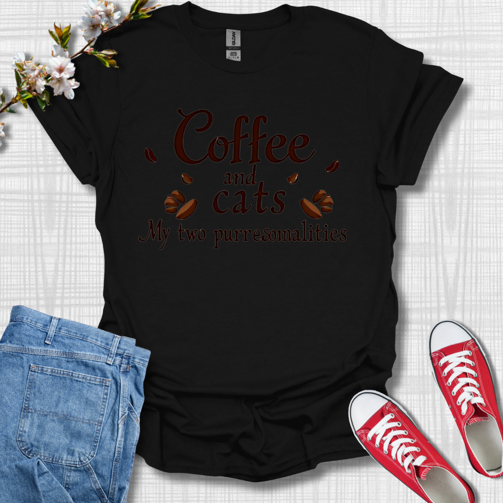 Coffee and Cats My two Purrsonalities T-Shirt