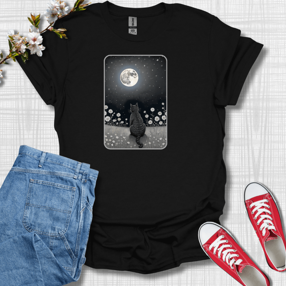 Black Cat Moon Graphic T-Shirt