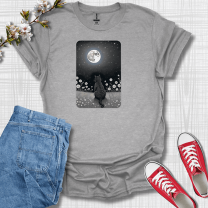 Black Cat Moon Graphic T-Shirt