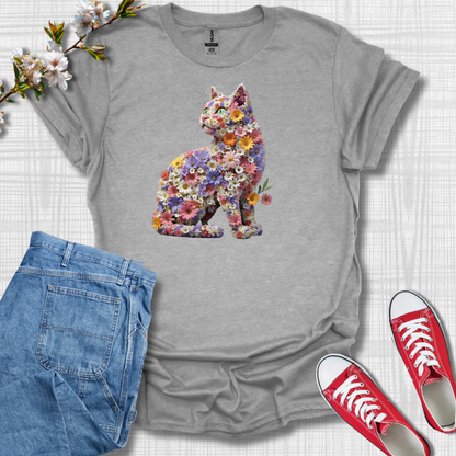 Cat Flower Graphic T-Shirt