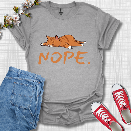 Lazy Nope Cat Graphic T-Shirt