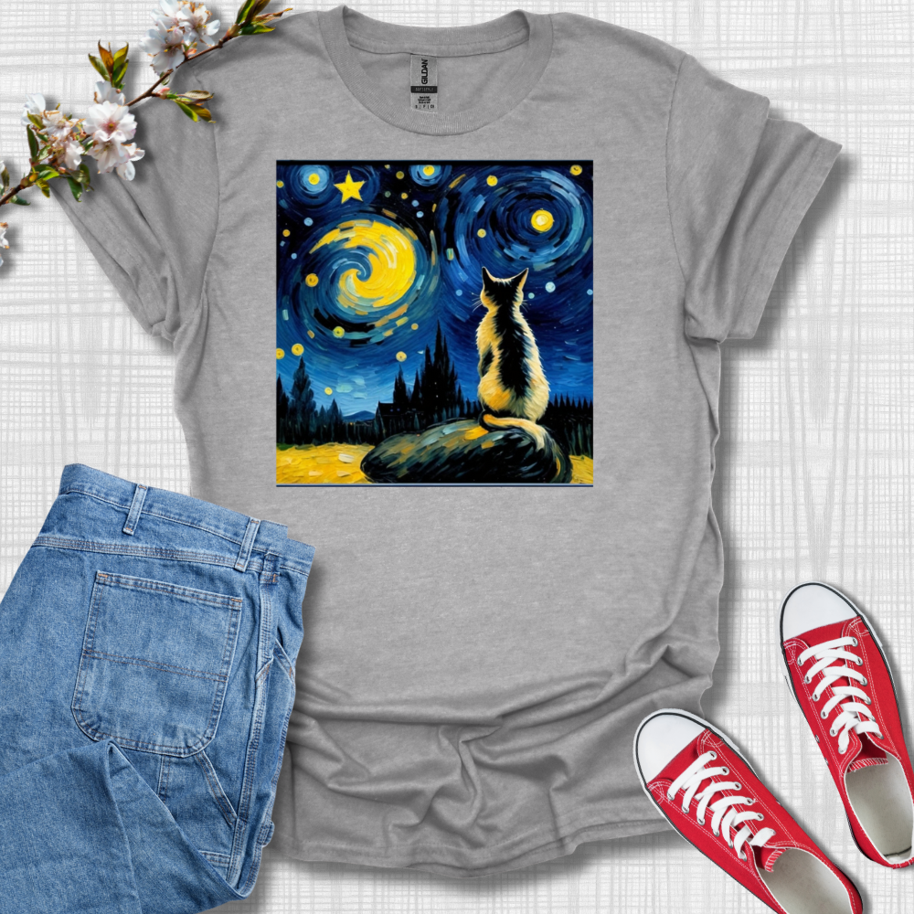 Cat Van Gogh Graphic T-Shirt