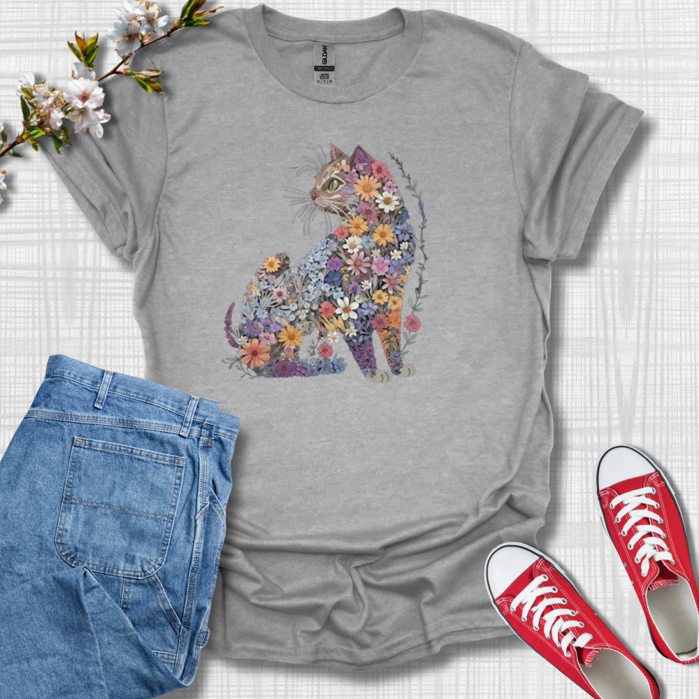 Flower Cat Graphic T-Shirt