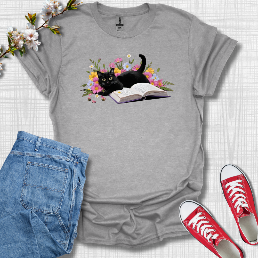 Cat in Book Graphic T-Shirt, Women T-Shirt, Men T-Shirt, Summer and Fall T-Shirt