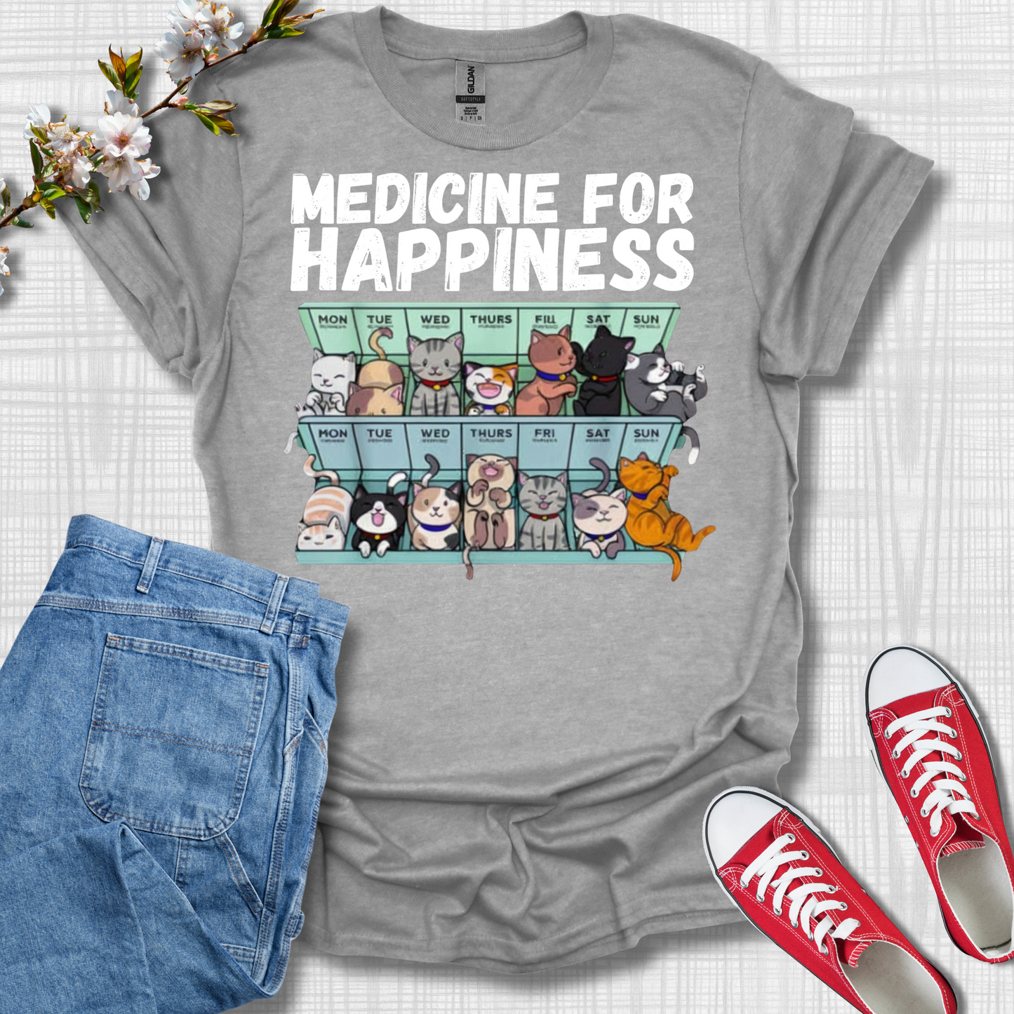 Medicine for Happiness Cat T-Shirt