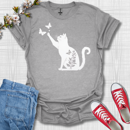 Cat with Butterfly T-Shirt