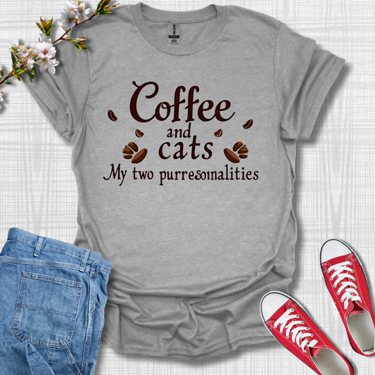 Coffee and Cats My two Purrsonalities T-Shirt