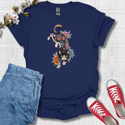 Cat Flower Graphic T-Shirt