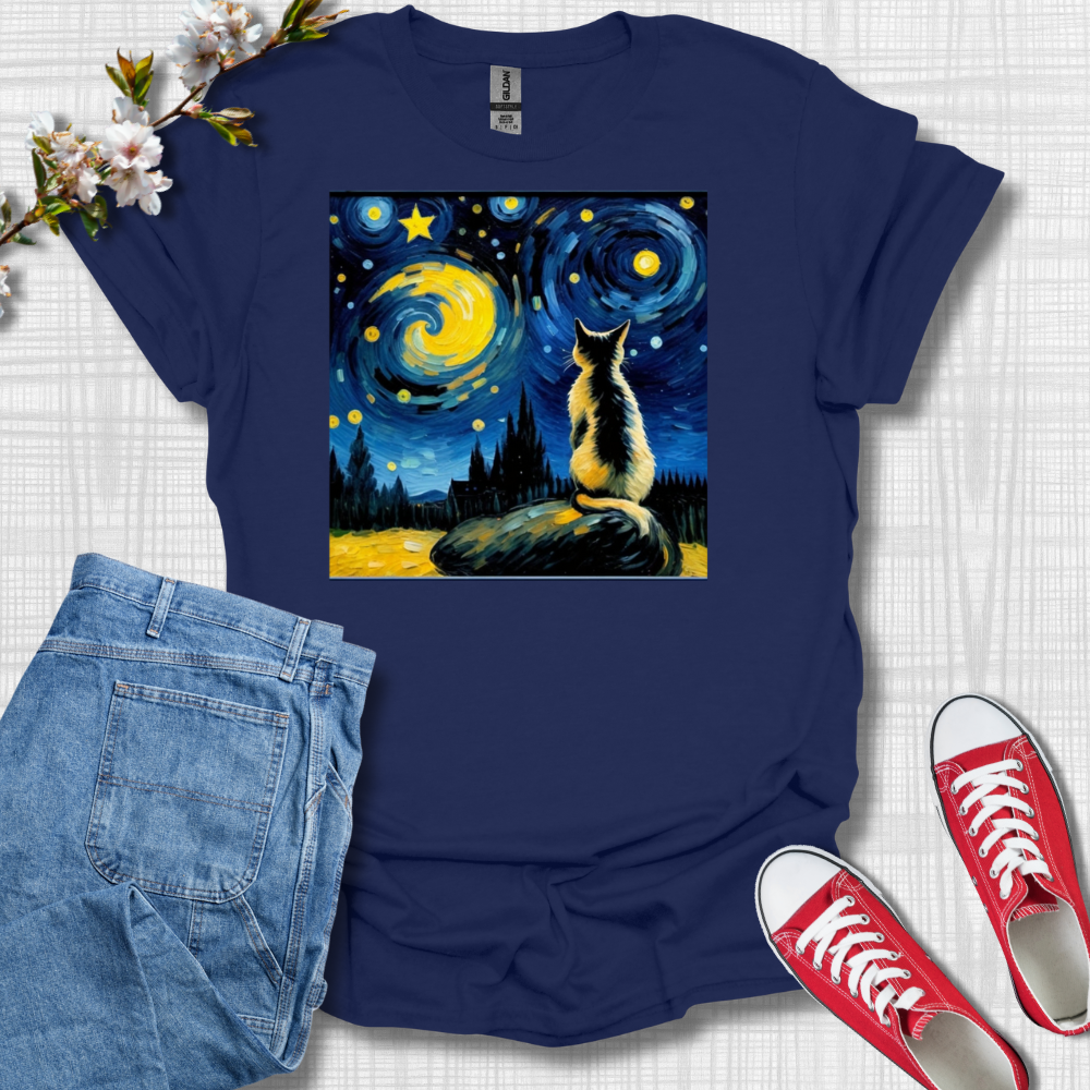 Cat Van Gogh Graphic T-Shirt