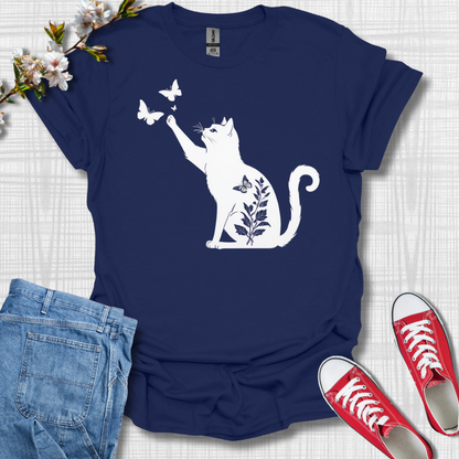 Cat with Butterfly T-Shirt