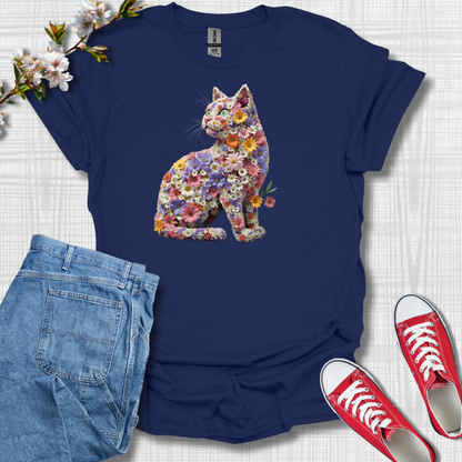 Cat Flower Graphic T-Shirt