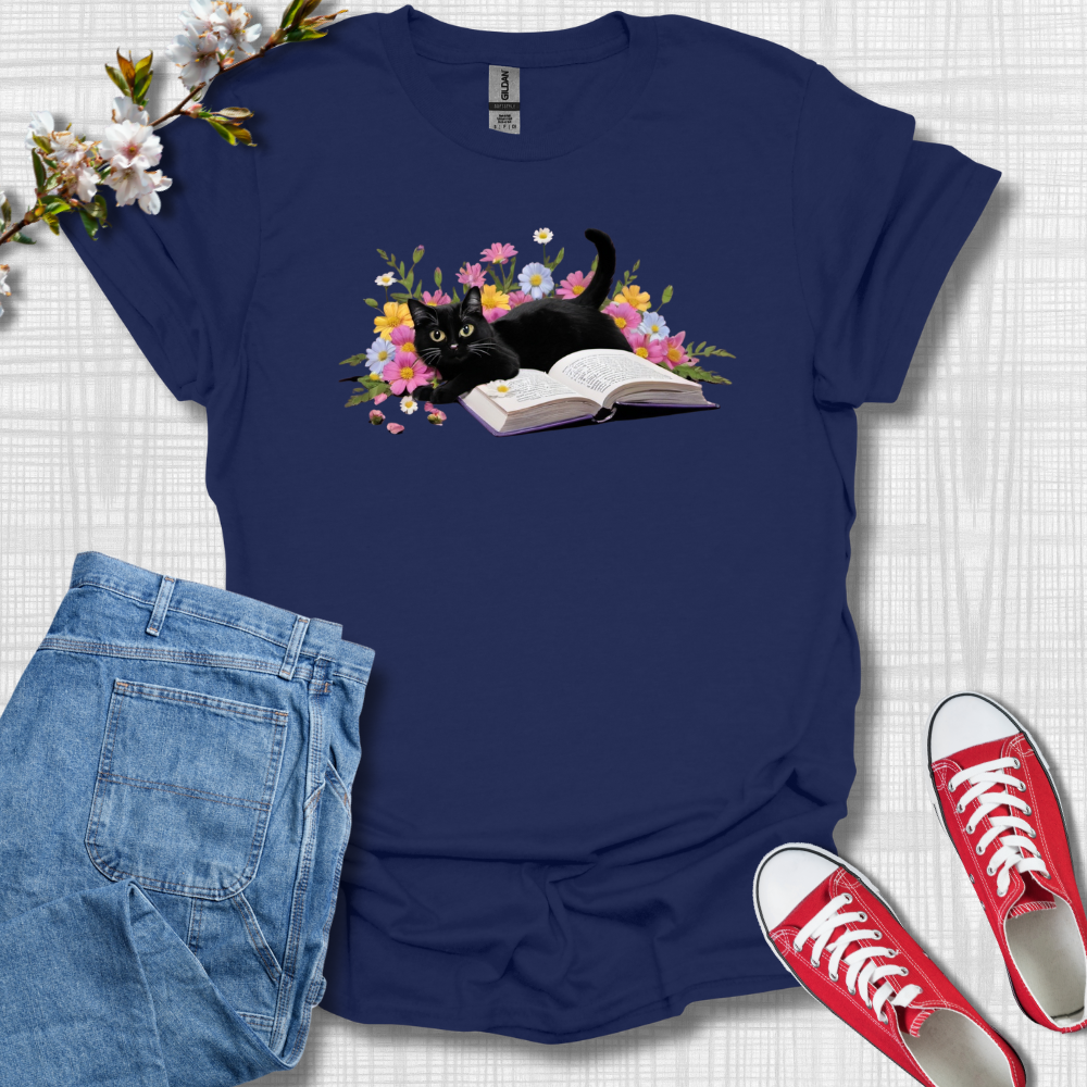 Cat in Book Graphic T-Shirt, Women T-Shirt, Men T-Shirt, Summer and Fall T-Shirt