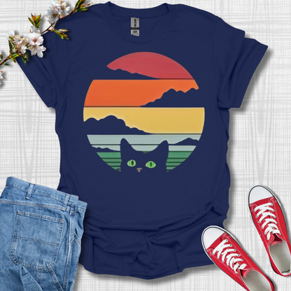 Cat Peaking Sunset T-Shirt