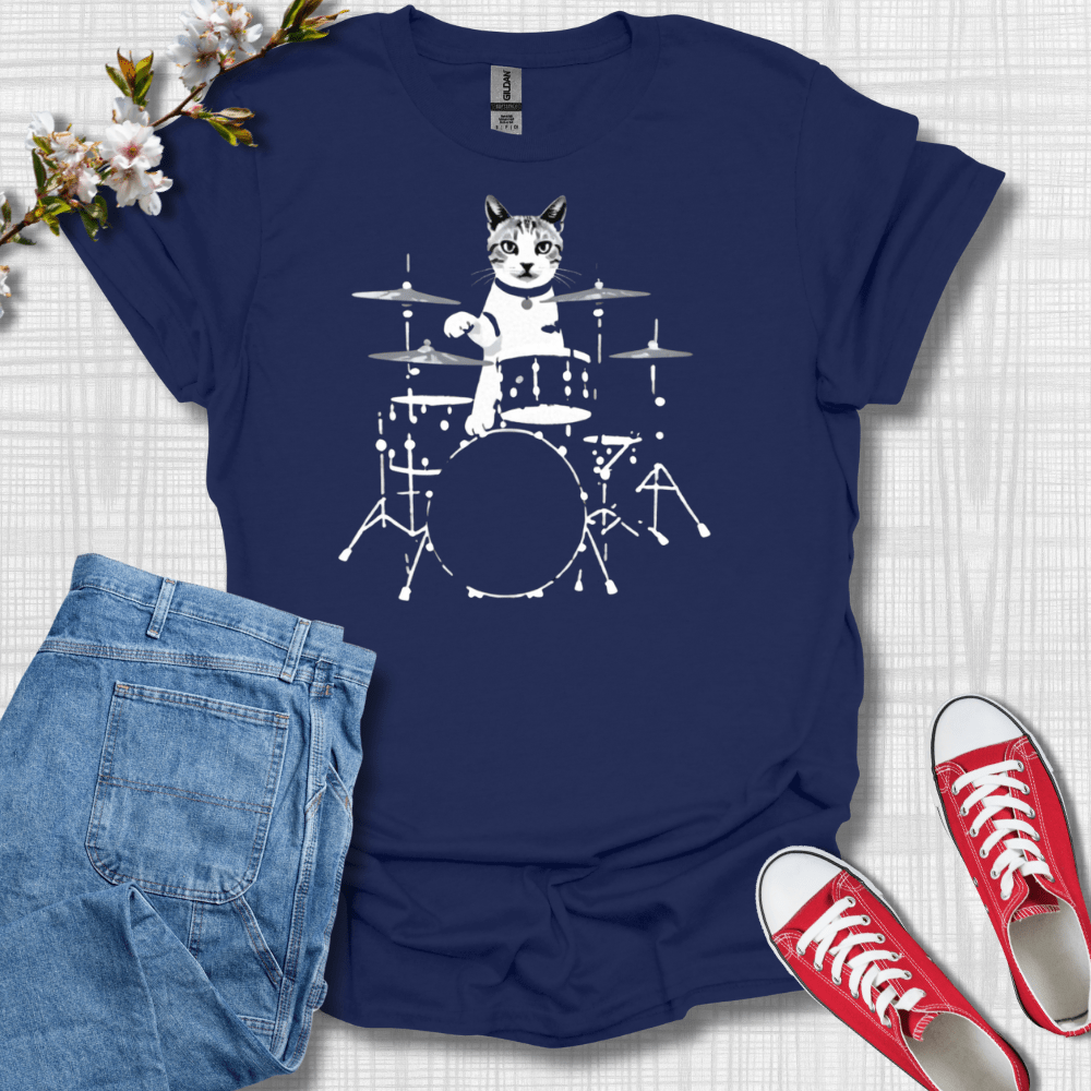 Cat Drums Graphic T-Shirt