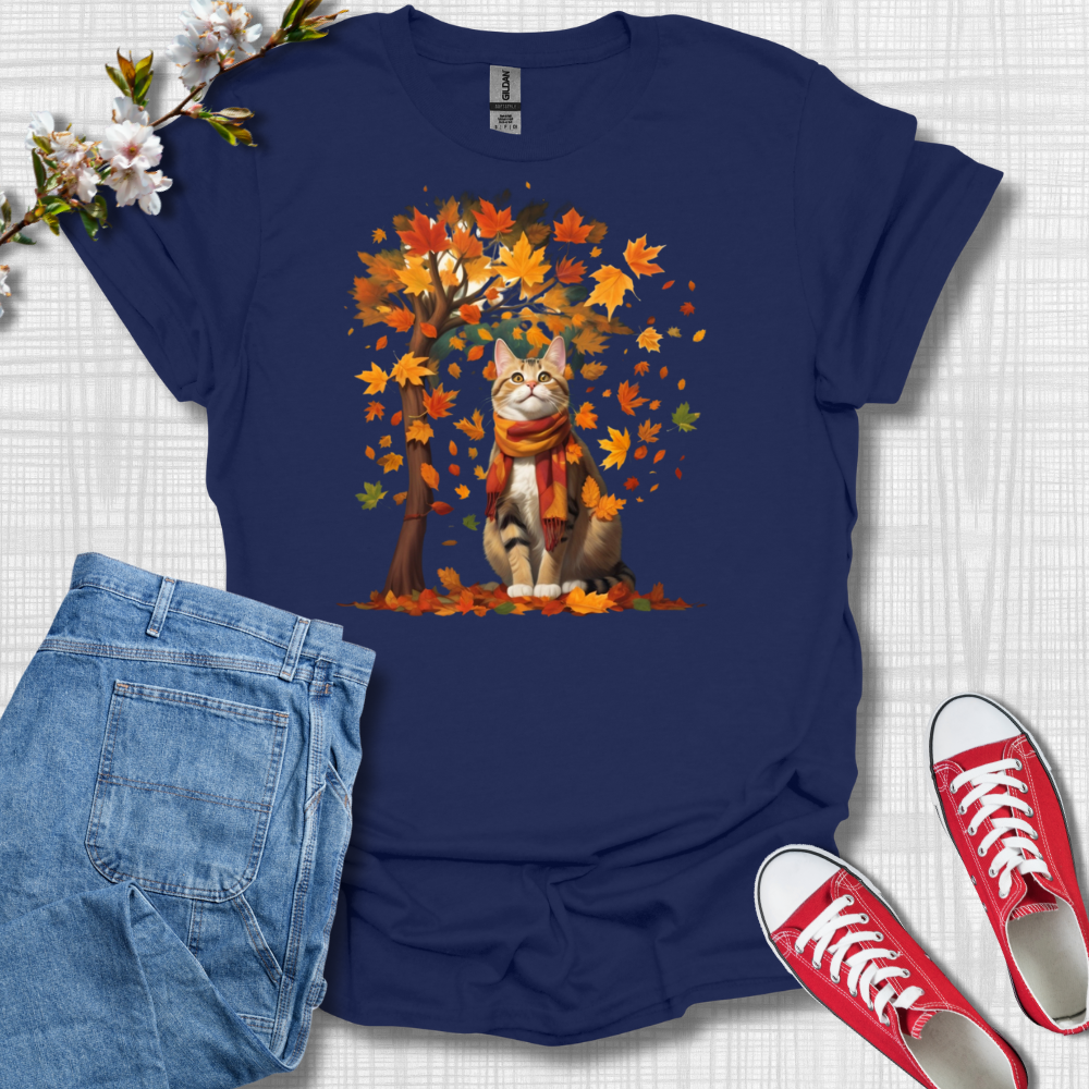 Fall Leaves Cat T-Shirt