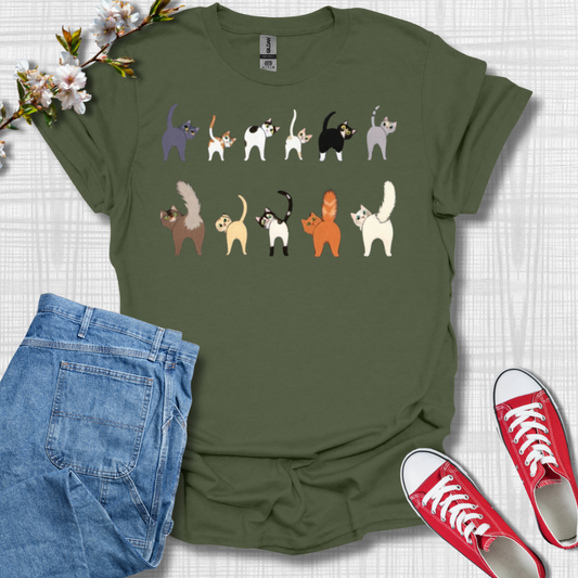 Cute Cats Looking Back Graphic T-Shirt