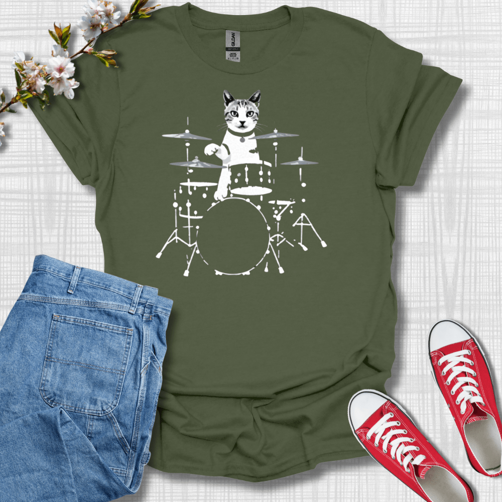 Cat Drums Graphic T-Shirt