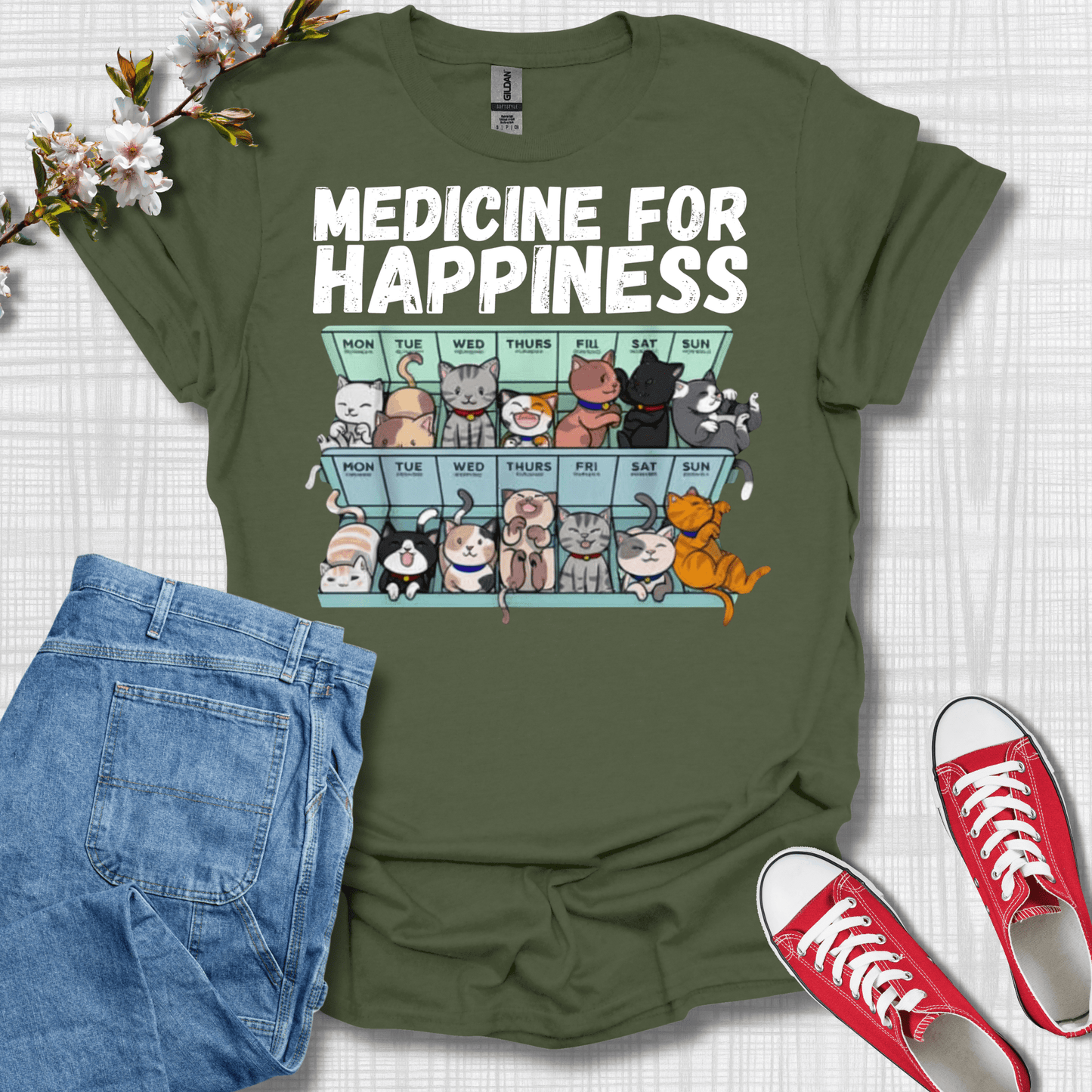 Medicine for Happiness Cat T-Shirt