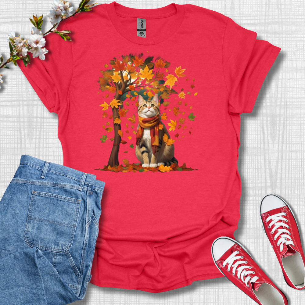 Fall Leaves Cat T-Shirt