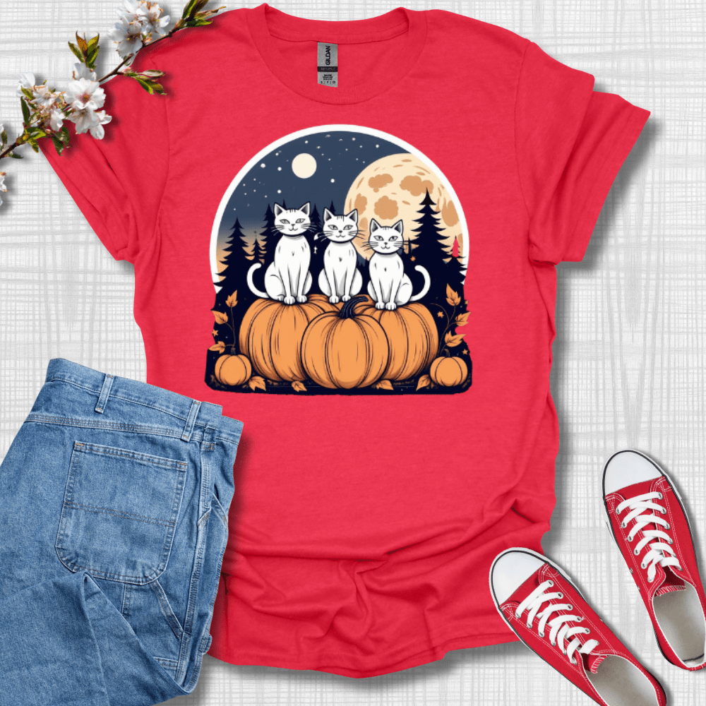 White Cats on Pumpkins