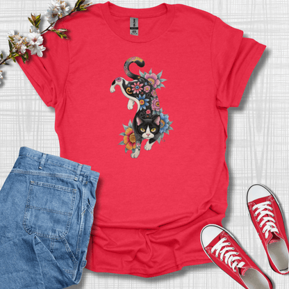 Cat Flower Graphic T-Shirt