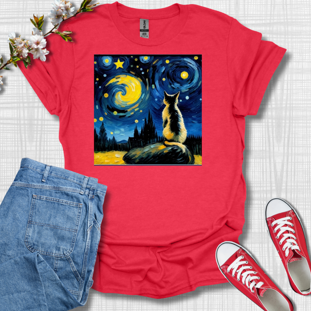 Cat Van Gogh Graphic T-Shirt