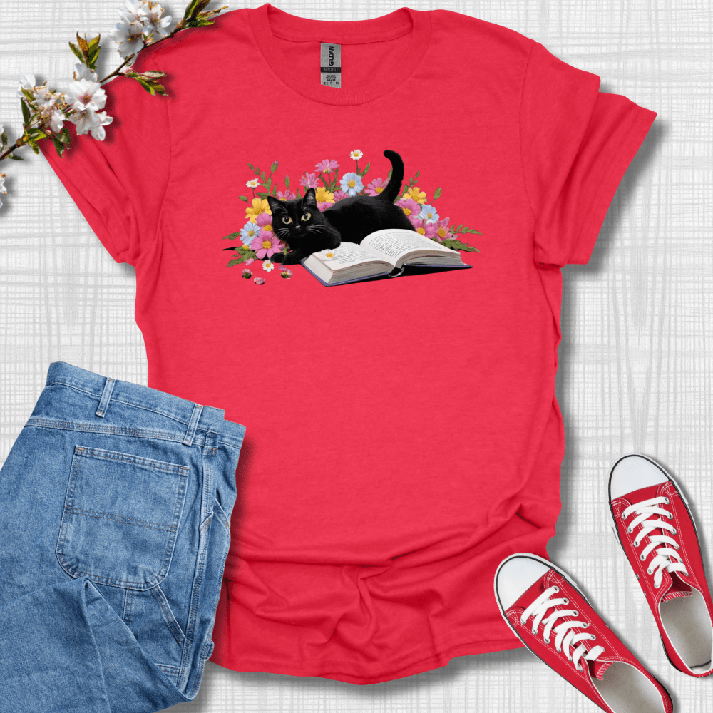 Cat in Book Graphic T-Shirt, Women T-Shirt, Men T-Shirt, Summer and Fall T-Shirt