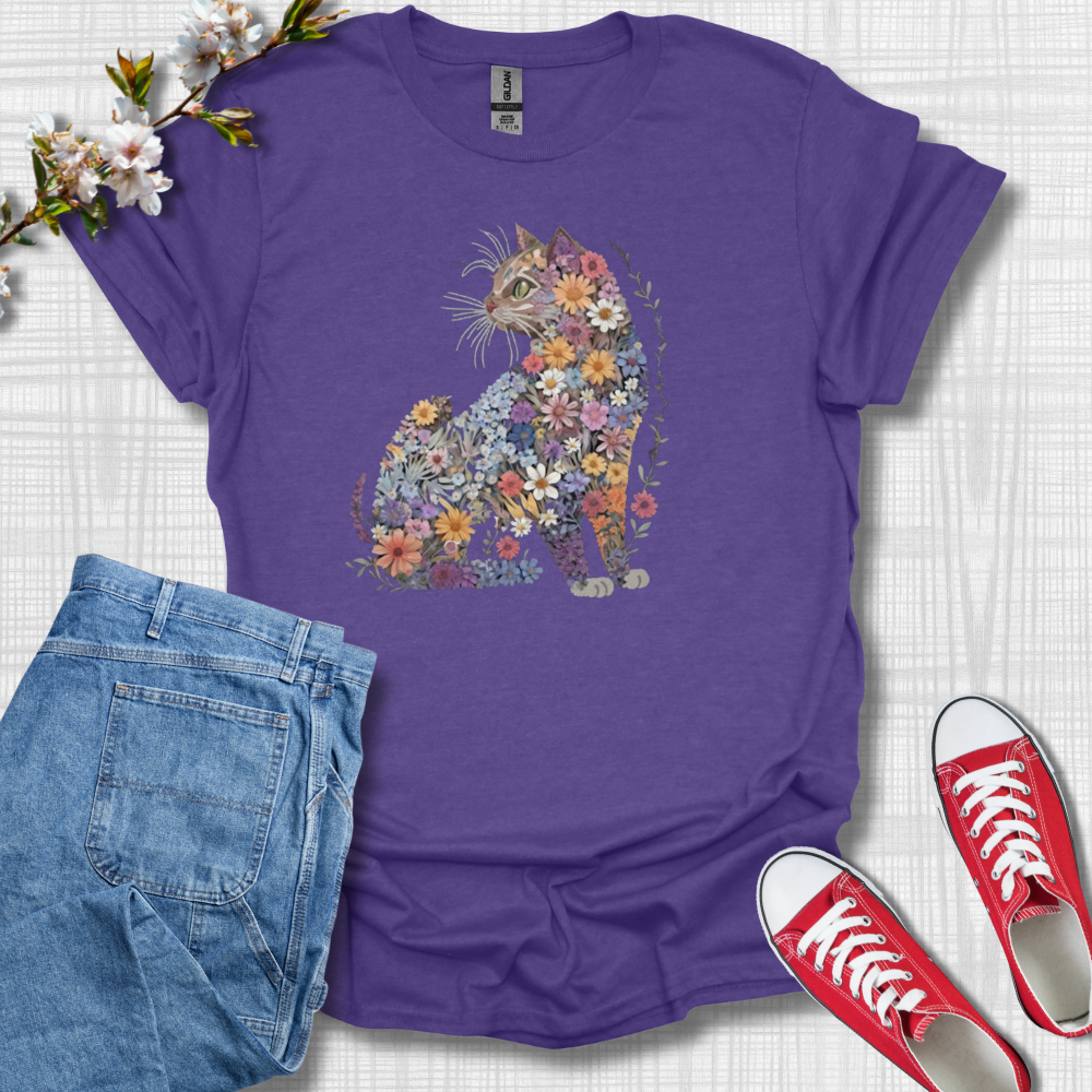 Flower Cat Graphic T-Shirt