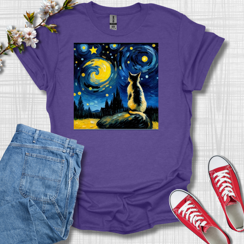 Cat Van Gogh Graphic T-Shirt