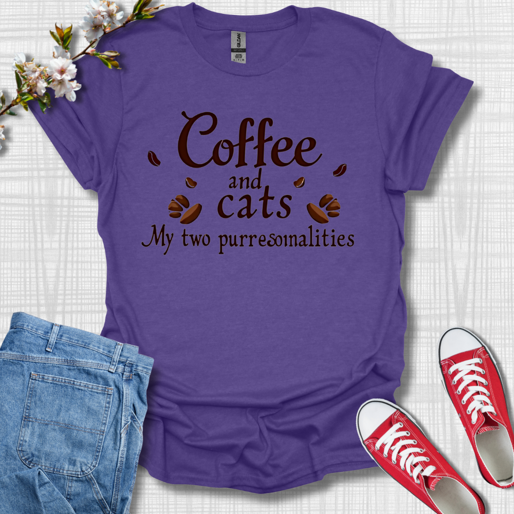 Coffee and Cats My two Purrsonalities T-Shirt