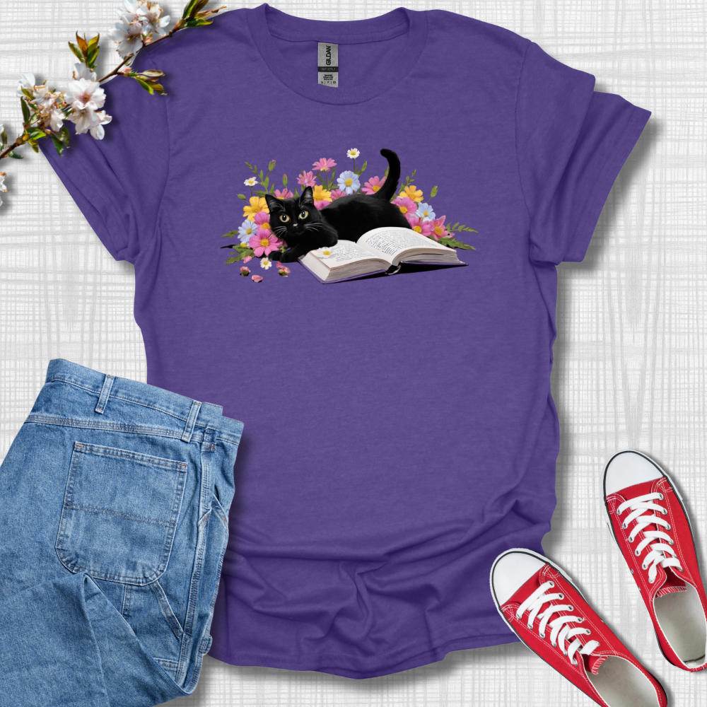 Cat in Book Graphic T-Shirt, Women T-Shirt, Men T-Shirt, Summer and Fall T-Shirt