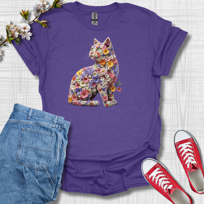 Cat Flower Graphic T-Shirt