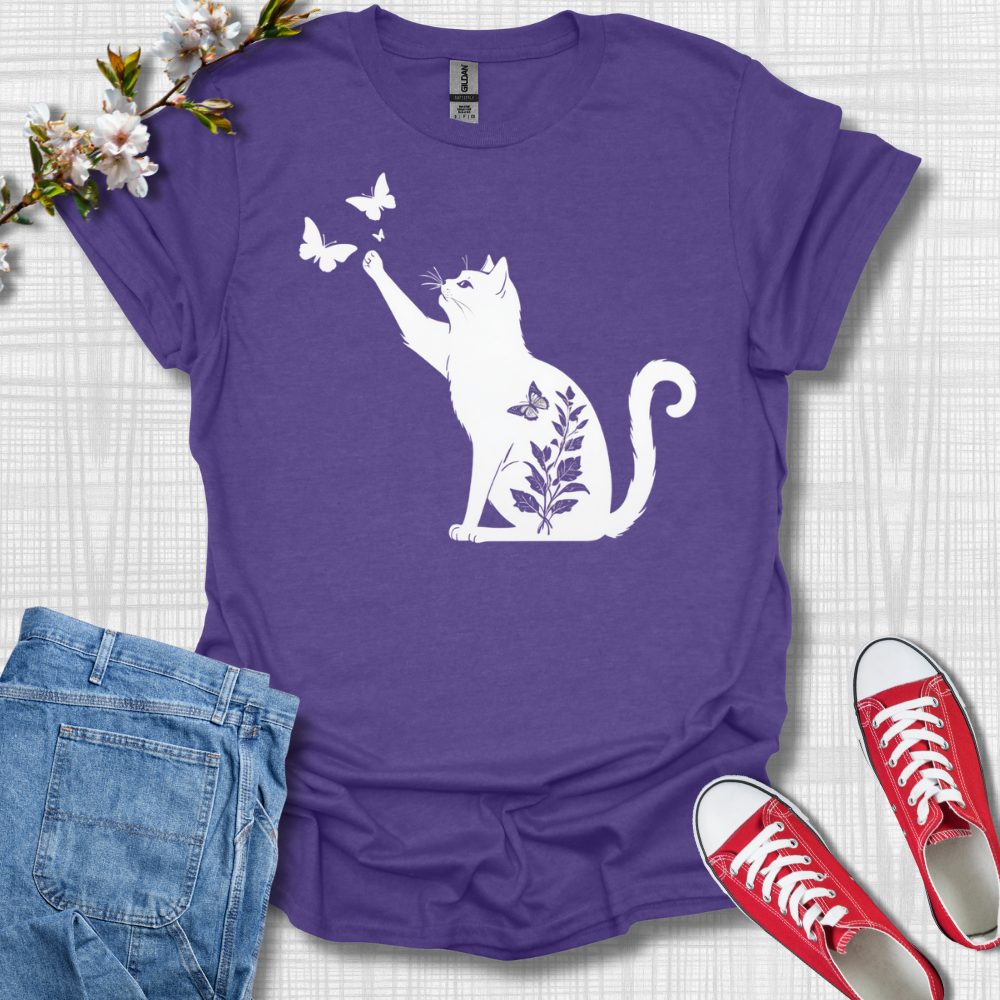 Cat with Butterfly T-Shirt