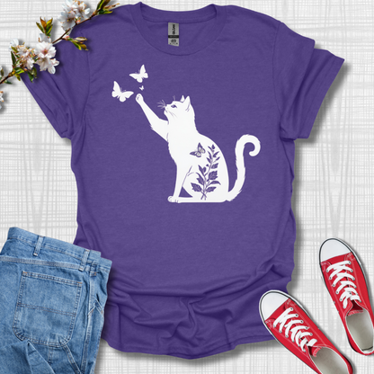 Cat with Butterfly T-Shirt