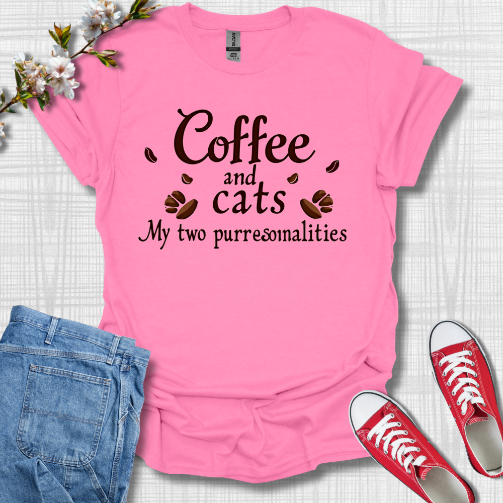 Coffee and Cats My two Purrsonalities T-Shirt