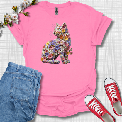 Cat Flower Graphic T-Shirt