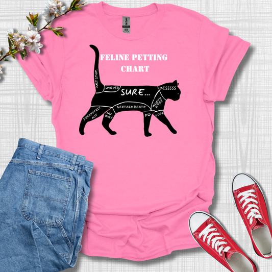 Feline Petting Chart Graphic T-Shirt