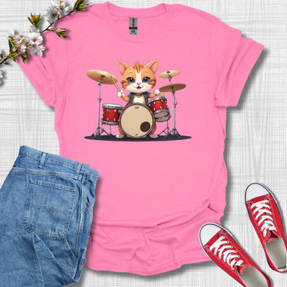 Cute Cat on Drums Graphic T-Shirt