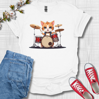 Cute Cat on Drums Graphic T-Shirt