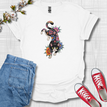 Cat Flower Graphic T-Shirt