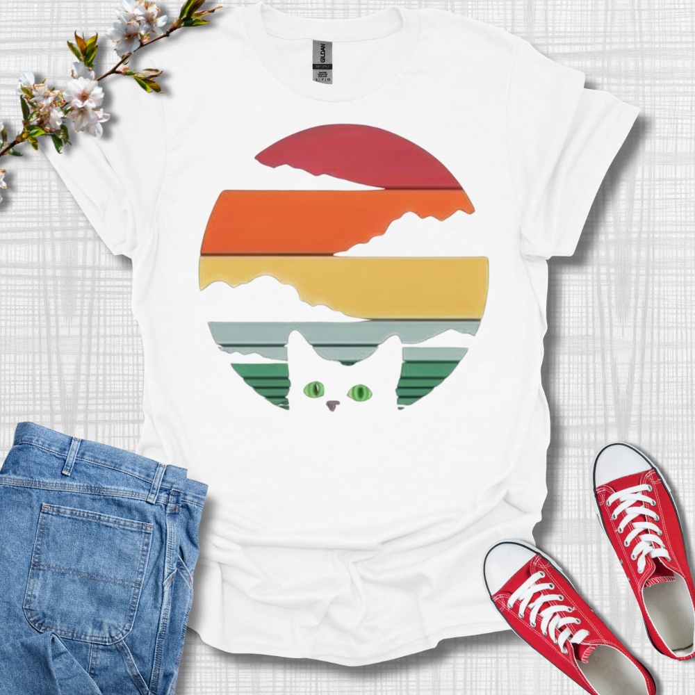 Cat Peaking Sunset T-Shirt