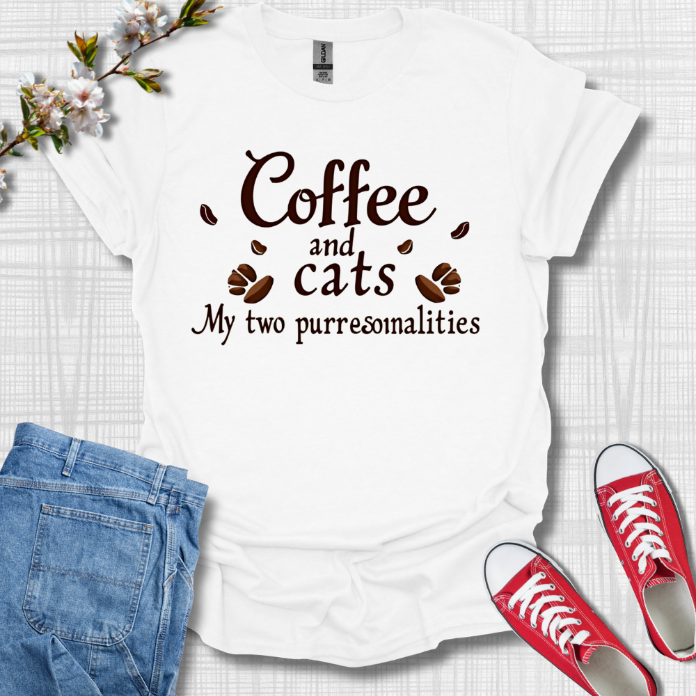 Coffee and Cats My two Purrsonalities T-Shirt