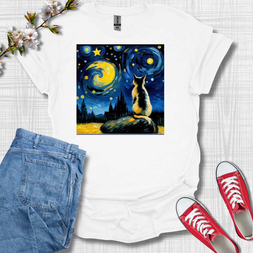 Cat Van Gogh Graphic T-Shirt